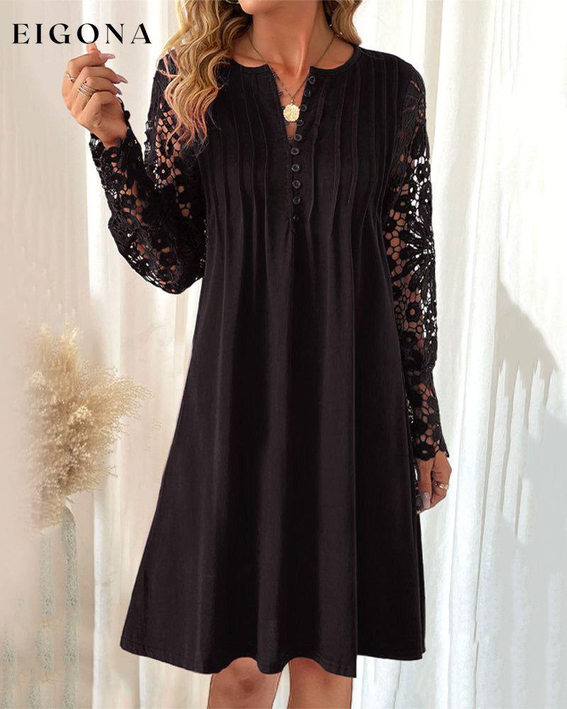 Pleated lace sleeve dress Black 2023 f/w 23BF casual dresses Clothes Dresses spring summer