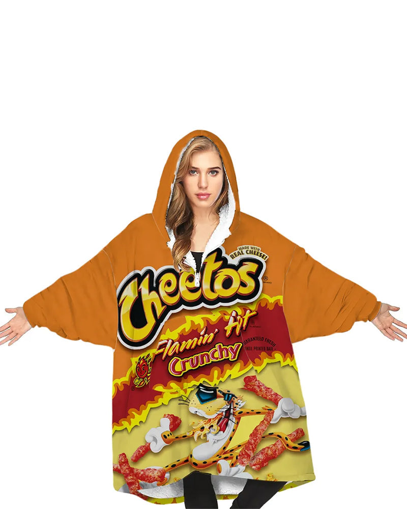 Hot Cheetos Plush Fleece Giant Hoodie Blanket 2024 F/W Blanket Hoodies