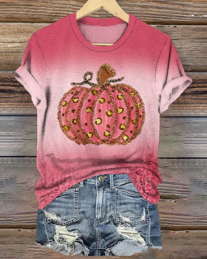 Women's pumpkins for halloween print tee 2024 f/w spring summer t-shirts thanksgiving