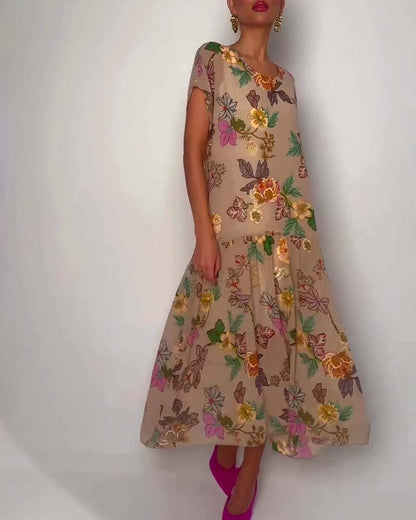 Round neck flower dress