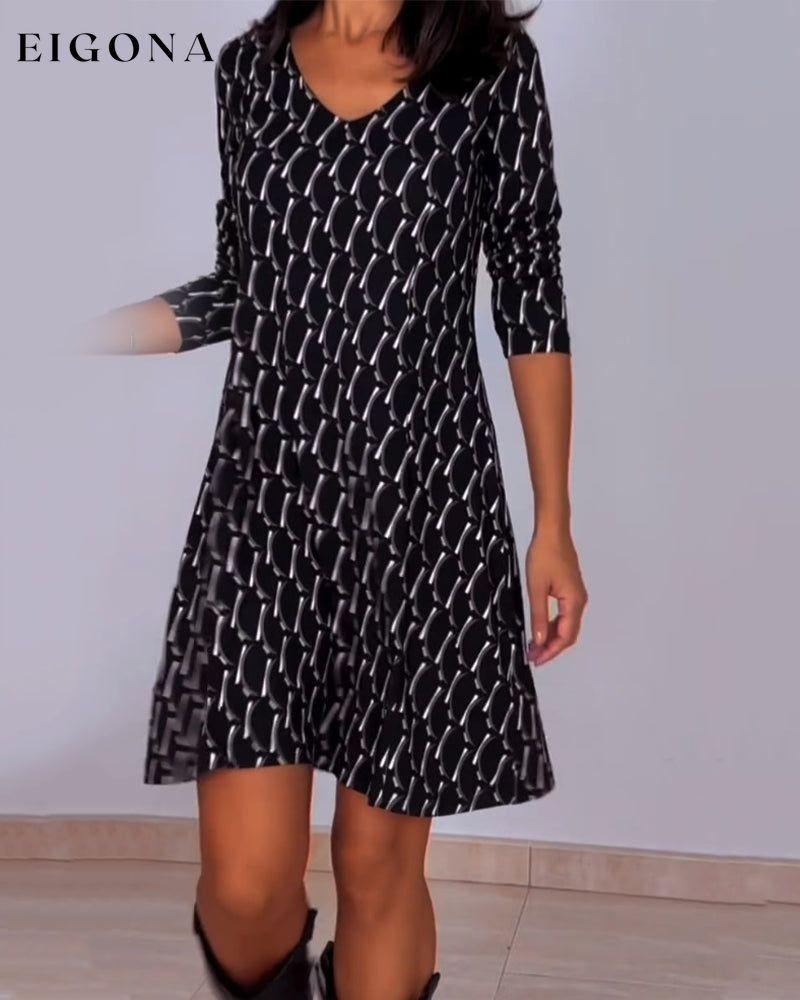 Diamond print v-neck dress 2023 f/w 23BF casual dresses Clothes Dresses spring