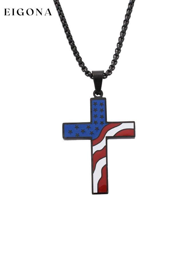 Color Block Flag Cross Necklace clearance sale