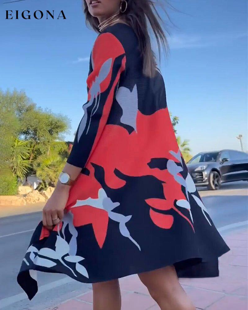 Asymmetrical Hem Round Neck Dress 2023 F/W 23BF Casual Dresses Clothes Dresses Spring vacation dresses