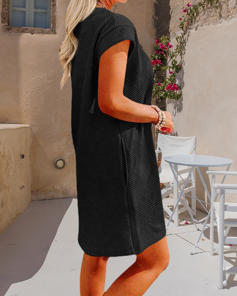 Crew neck pocket short sleeve dress casual dresses summer