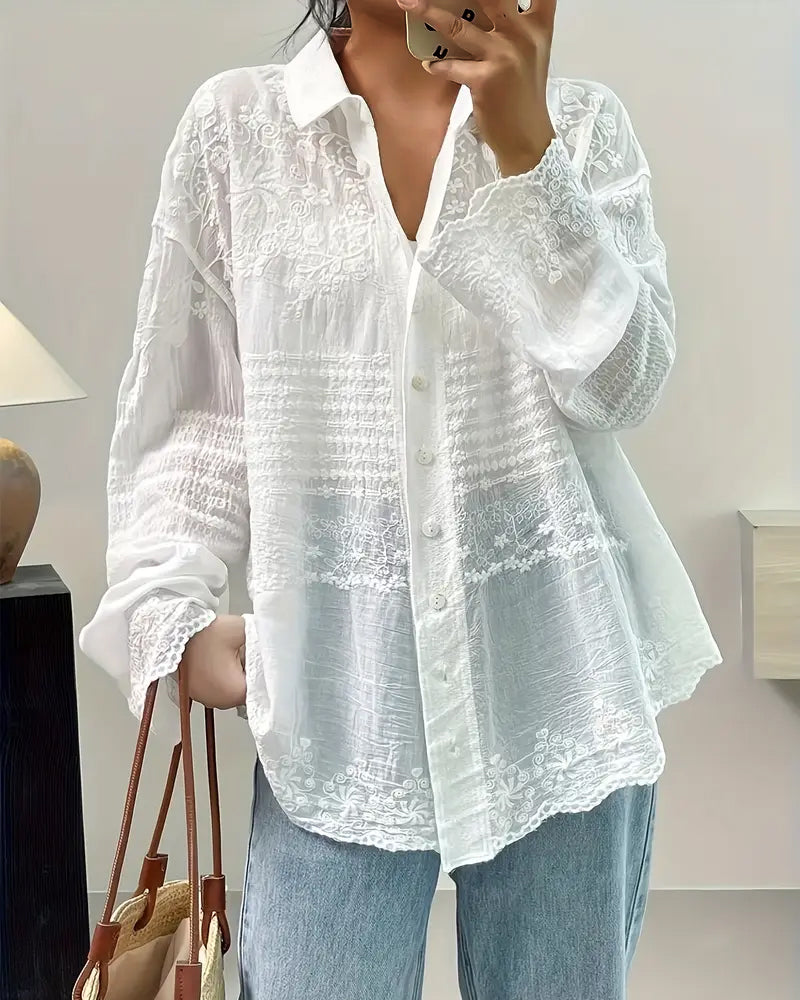 French Lapel Lace Shirt