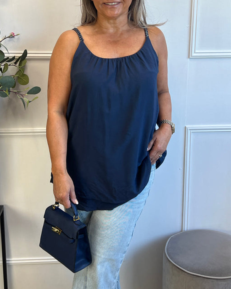 Braided Strap Drape Cami Top