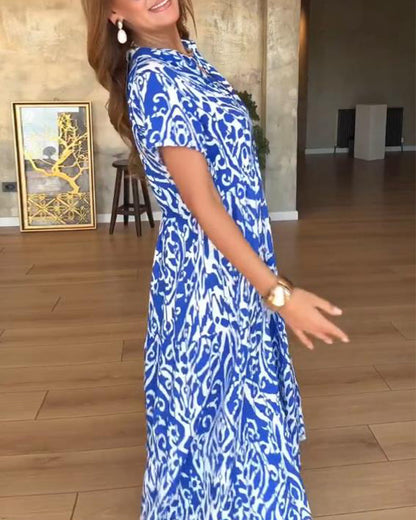 Short-Sleeved Printed Fashion Dress