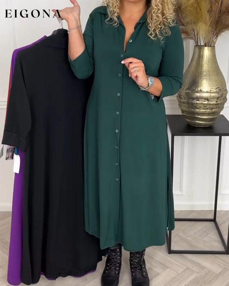 Buttoned solid color shirt dress Green 2023 f/w 23BF casual dresses Clothes Dresses spring