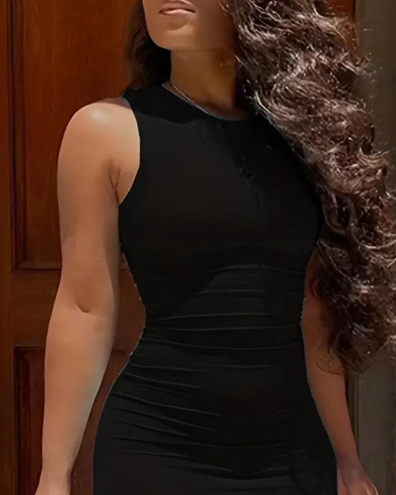 Solid Color Sleeveless Fashion Bodycon Dress