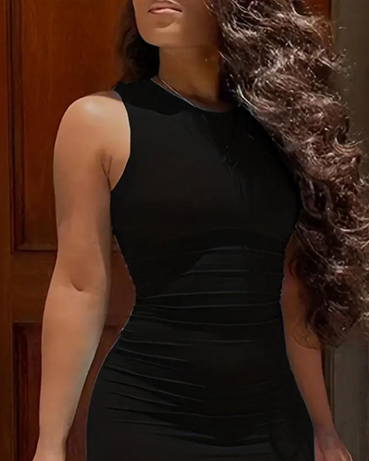 Solid Color Sleeveless Fashion Bodycon Dress