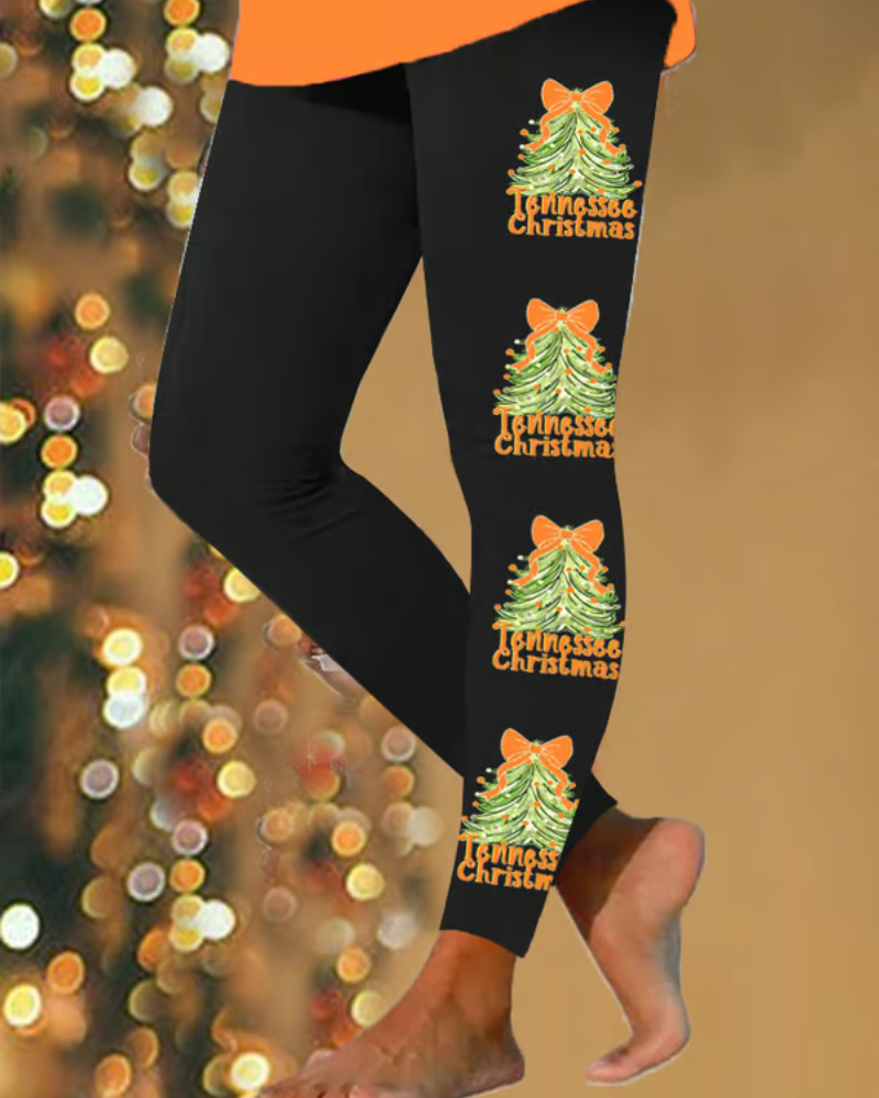 Women's Tennessee Christmas Print Leggings 2024 f/w christmas pants & leggings women's christmas