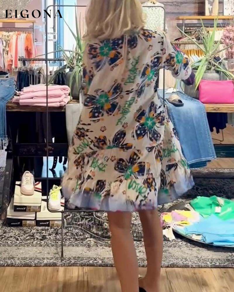 Floral smiley patchwork printed casual dress casual dresses Spring Summer