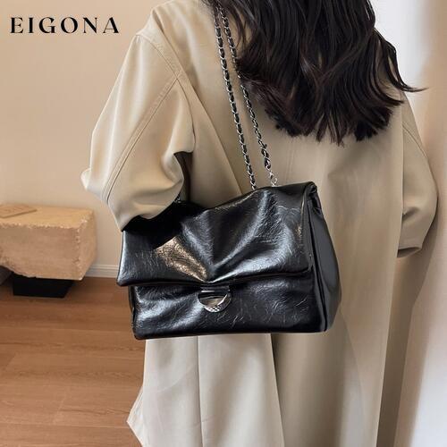 Textured PU Leather Shoulder Bag clothes Ship From Overseas Y.P