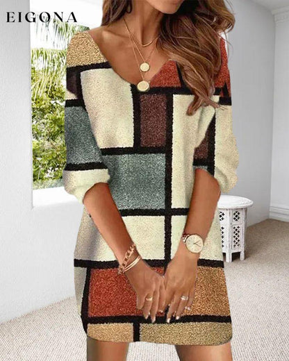 Elegant color block dress 1.00 - 1.50 carats 2023 f/w casual dresses Clothes Dresses