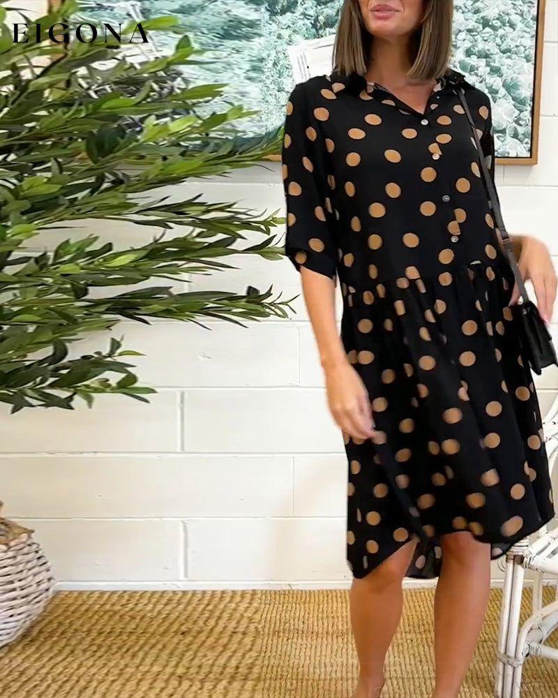 Buttoned polka dot print dress casual dress spring summer vacation dresses