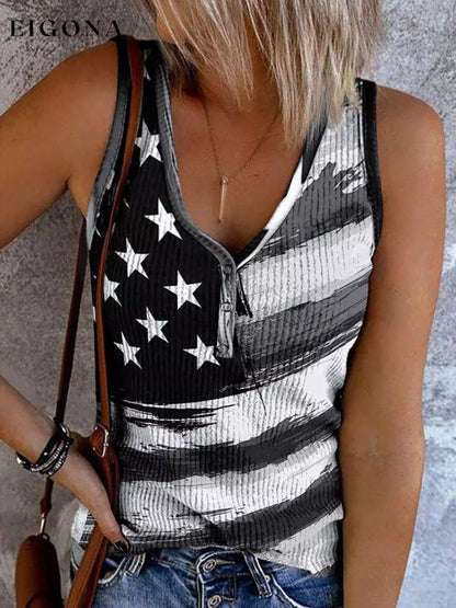 Women's American Flag Print V-Neck Tank Top