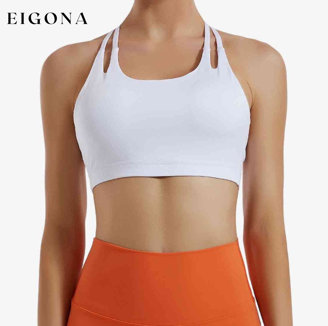 T-Back Sports Bra White 2 pieces active wear clothes J@S setv Ship From Overseas Shipping Delay 09/29/2023 - 10/04/2023 workout setv