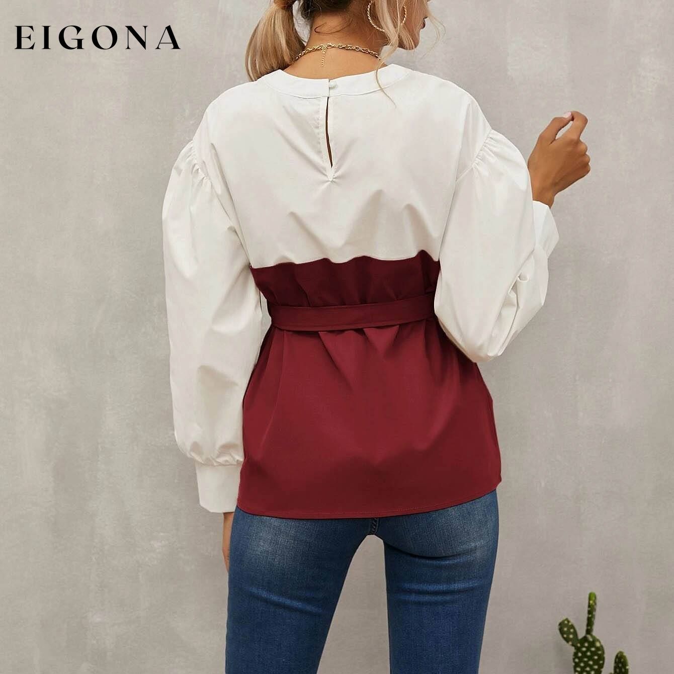 2-in-1 Top Keyhole Back Belted __stock:500 clothes refund_fee:1200 tops