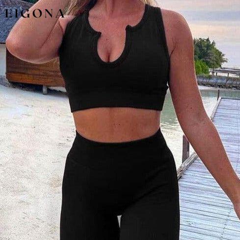 2-Piece Set: Ribbed Seamless Crop Tank High Waist Yoga Leggings __stock:200 bottoms refund_fee:1200