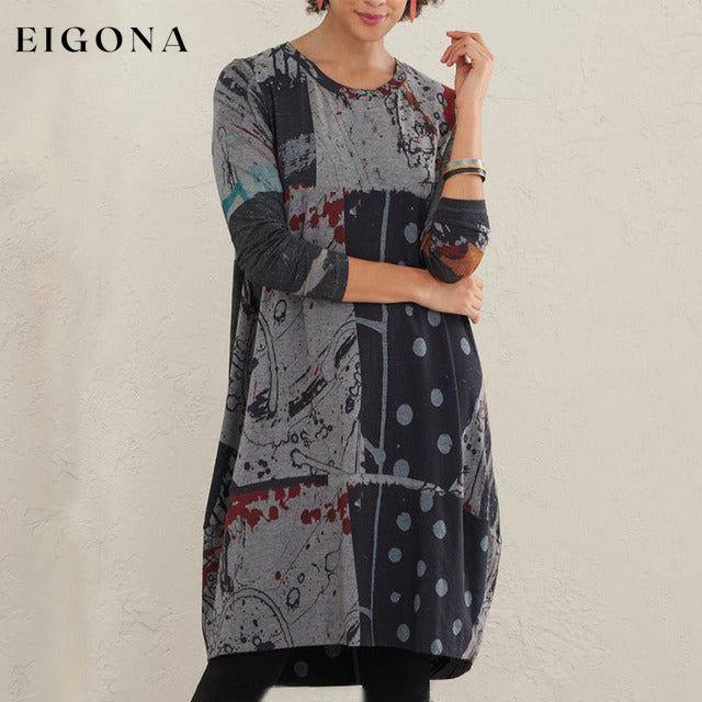 Abstract Print Vintage Dress best Best Sellings casual dresses clothes Plus Size Sale short dresses Topseller