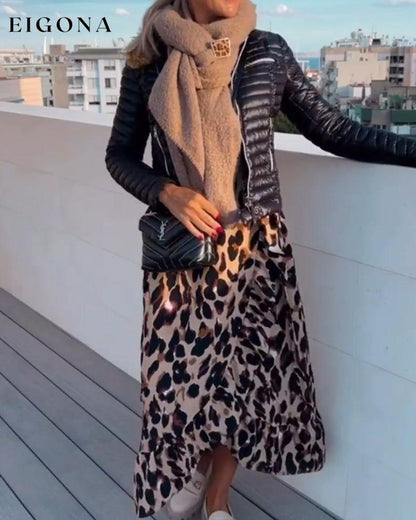 V Neck Leopard Printed Dress 2023 F/W 23BF casual dresses Clothes Dresses Spring Vacation Dresses