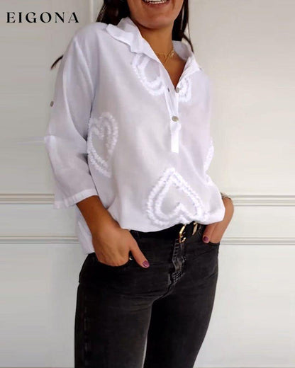 Casual solid color lapel love blouse blouses & shirts spring summer