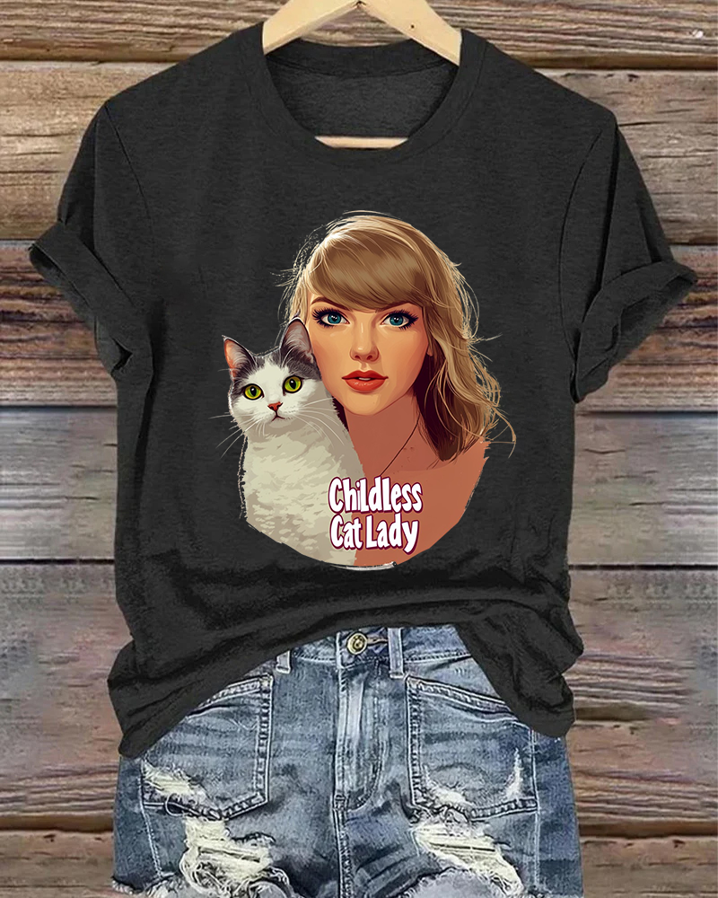 Childless Cat Lady print T-shirt 2024 f/w faith & slogan spring summer t-shirts