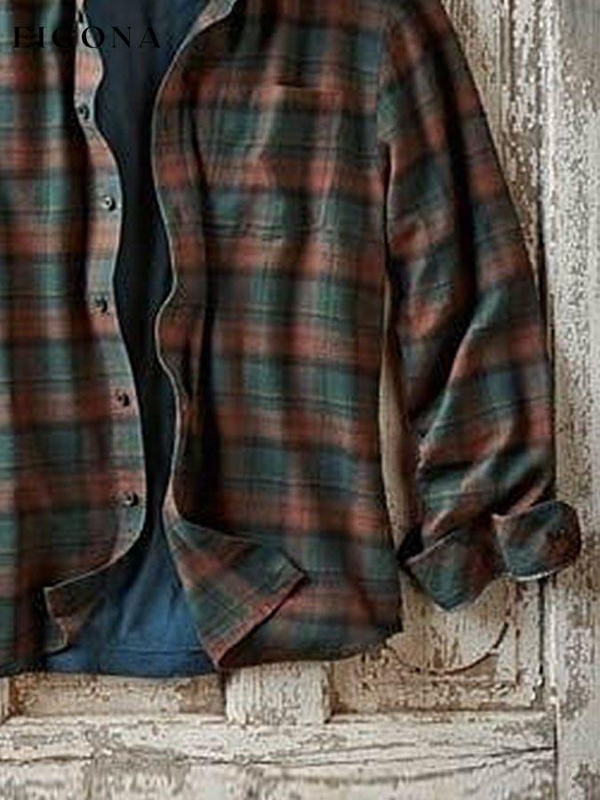 Red And Green Contrast Plaid Shirt clearance sale