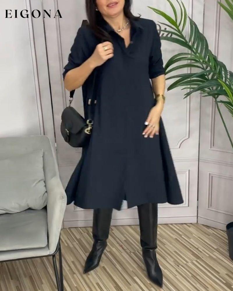 Solid color lapel casual dress 2023 f/w 23BF casual dresses Clothes Dresses spring