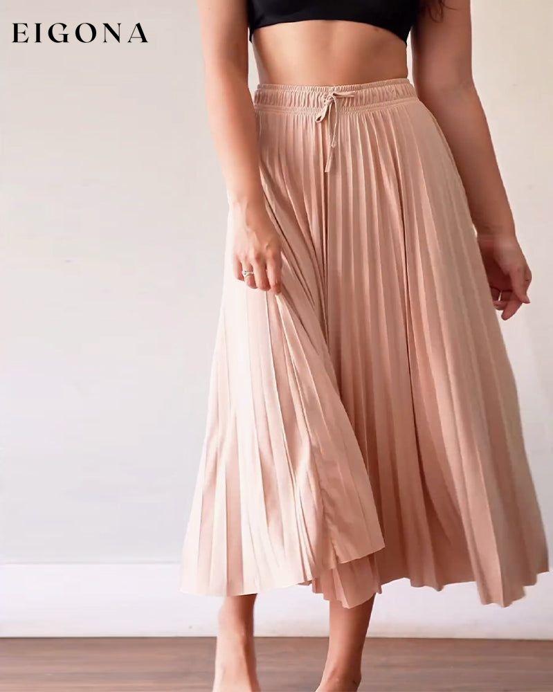 Elegant solid color drawstring pleated skirt skirts spring summer