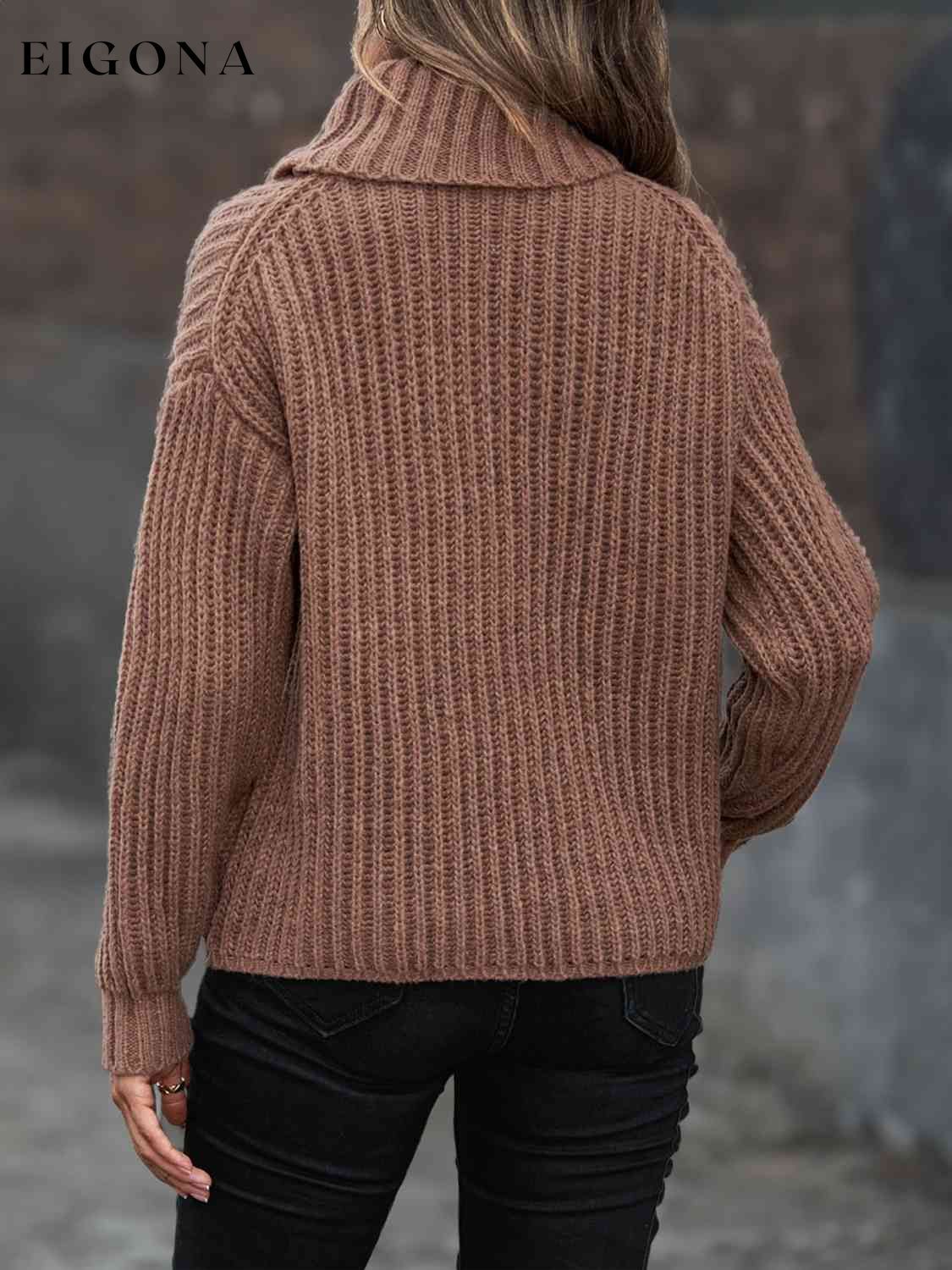 Turtleneck Rib-Knit Sweater clothes Ship From Overseas Shipping Delay 10/01/2023 - 10/02/2023 sweater sweaters Y*X