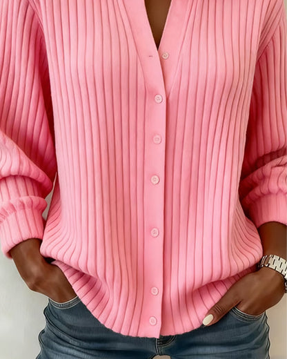Round Neck Solid Color Long Sleeve Jumper