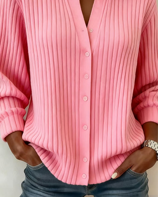 Round Neck Solid Color Long Sleeve Jumper