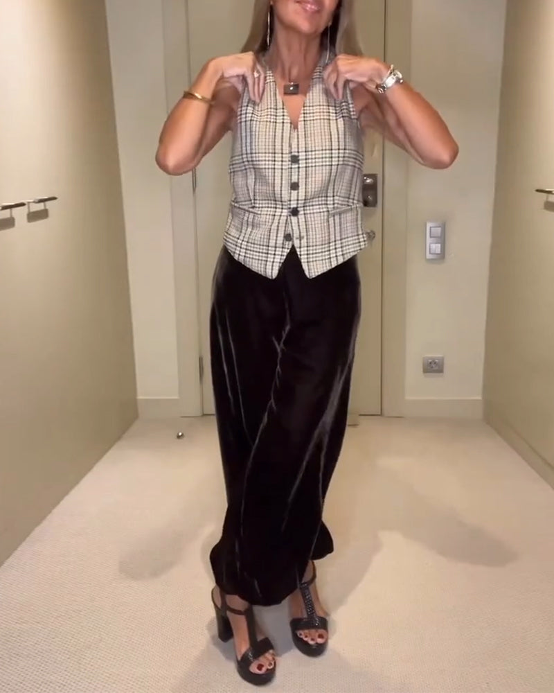 Trendy Velvet Baggy Casual Pants