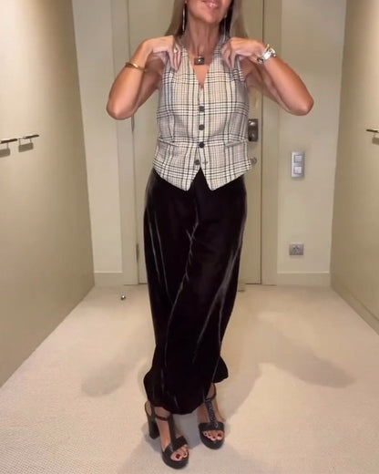 Trendy Velvet Baggy Casual Pants