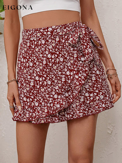 Printed Tie Waist Shorts clothes Ship From Overseas Shipping Delay 09/29/2023 - 10/03/2023 trend Z@Q