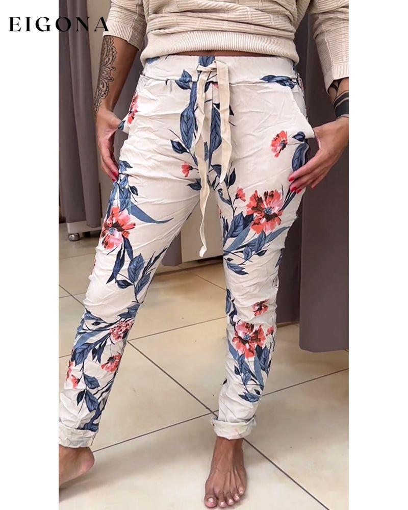 Floral print slim fit pants pants spring summer