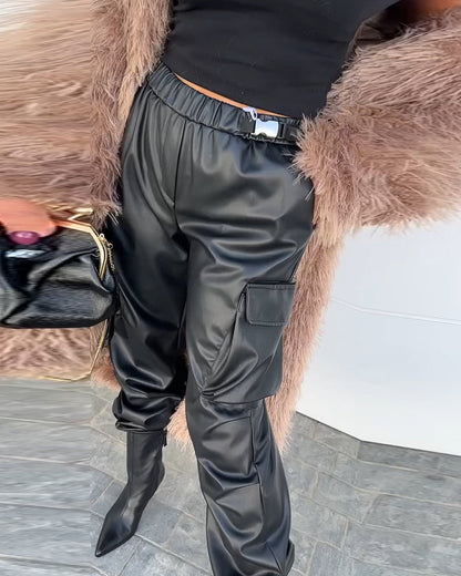 Fashion solid color pocket patchwork pants 2024 f/w pants