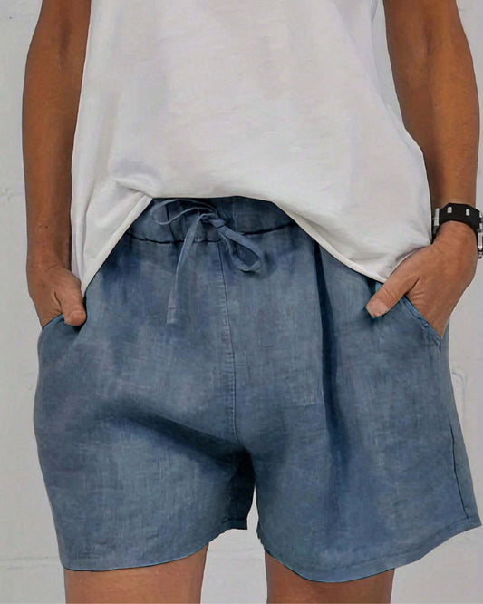 Solid Color Simple Drawstring Shorts