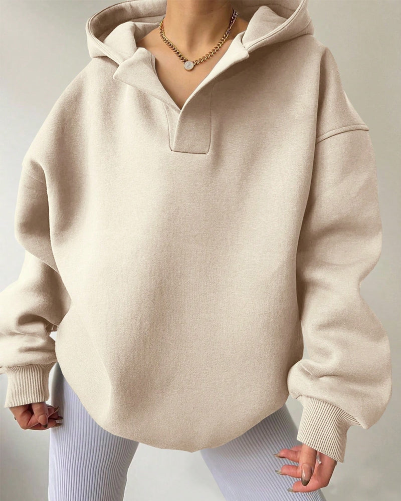 Casual Solid Color Loose Hoodie
