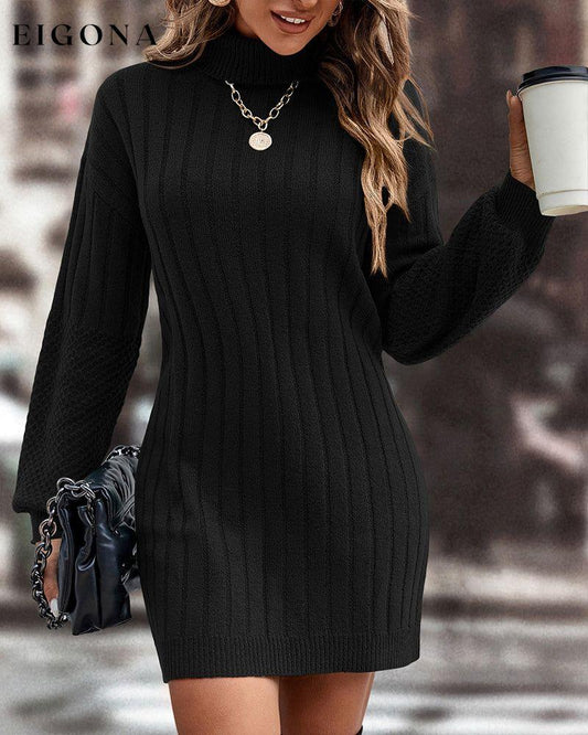 High Neck Solid Color Sweater Dress Black 2023 f/w 23BF casual dresses Clothes Dresses spring sweater dresses