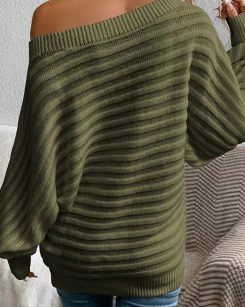 Solid color casual ribbed sweater 2024 f/w pullovers