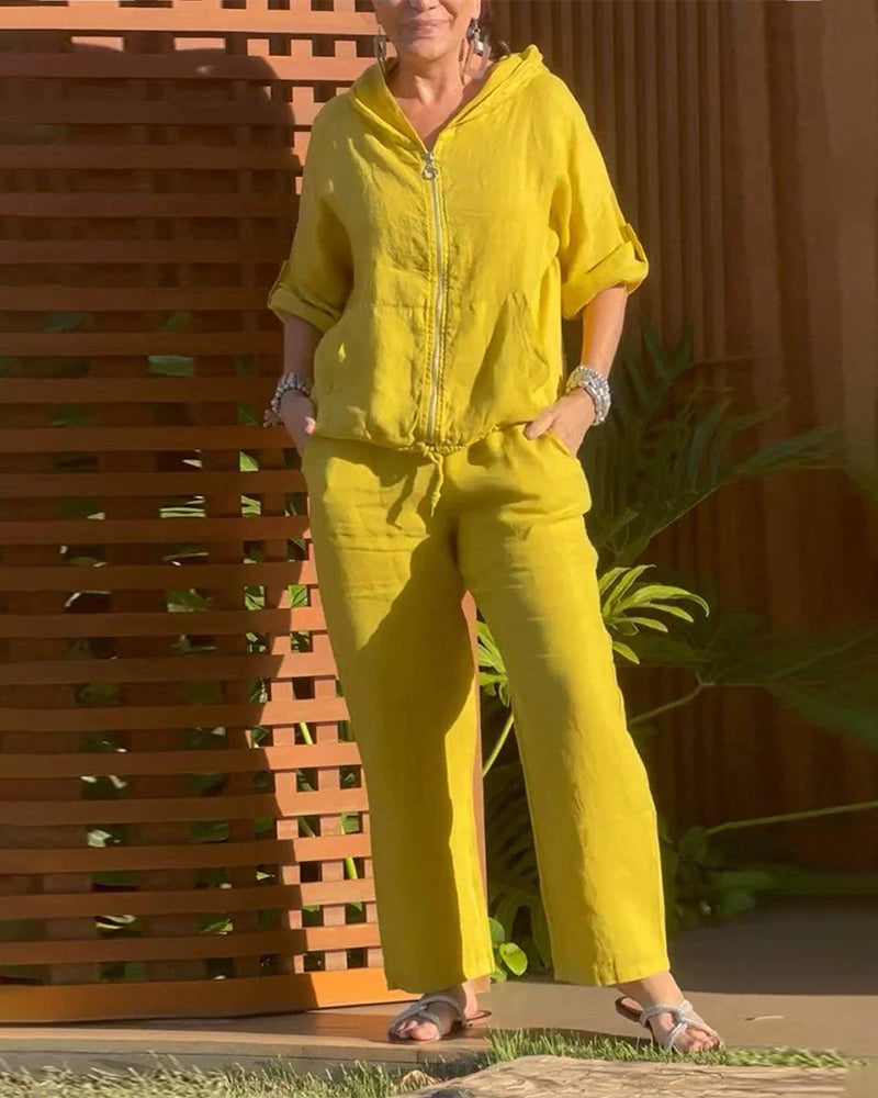 Fashion Casual Solid Color Trousers Suit