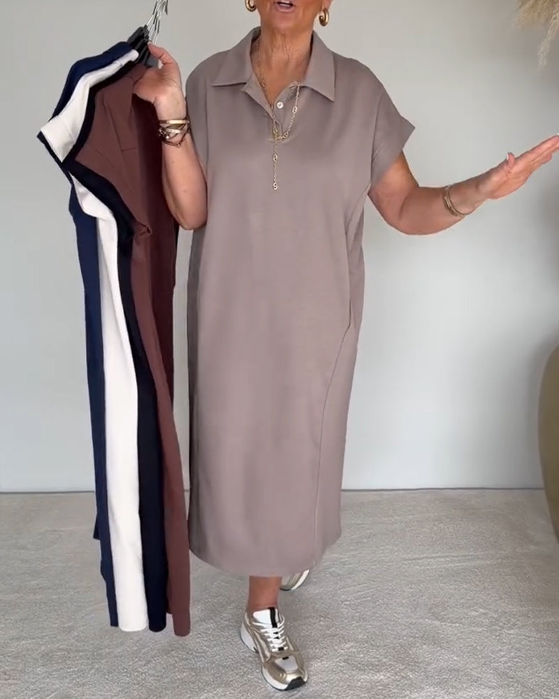 Casual Loose Polo Neck Dress