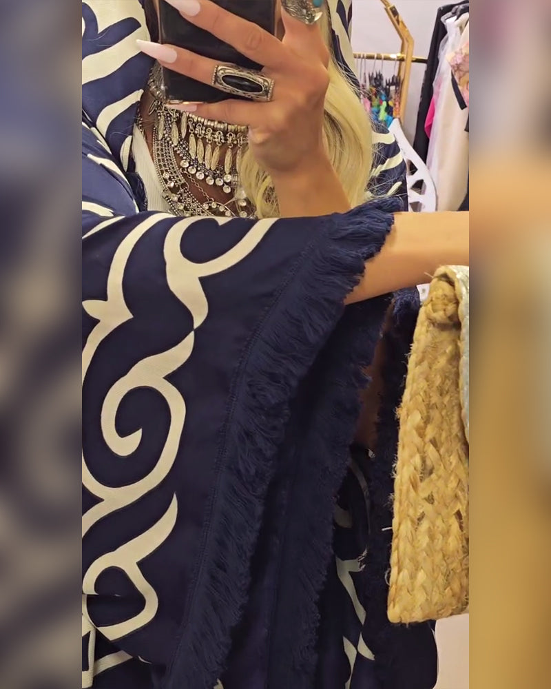 Irregular Print Long Coat