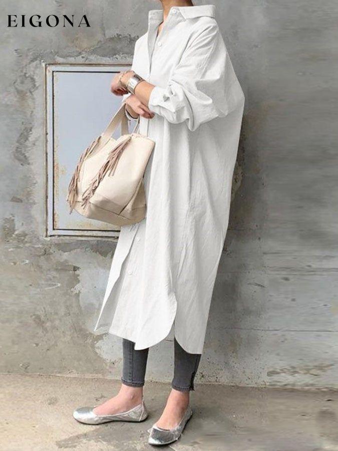 Solid Color Loose Shirt Dress