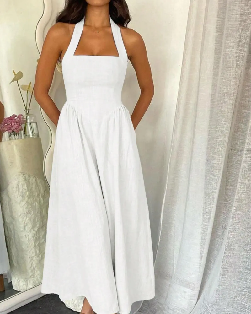 Halter Spaghetti Strap Backless Dress