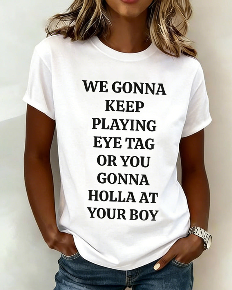 Crew neck letter print short-sleeved T-shirt