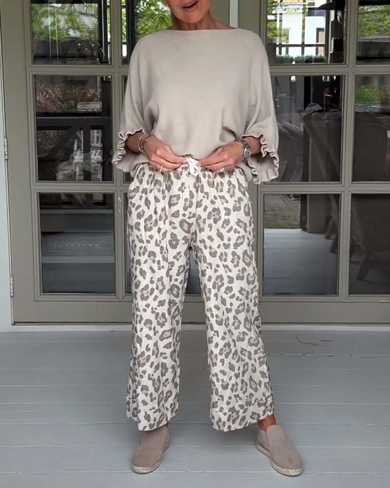 Leopard print pocket casual pants 2023 f/w Pants spring summer