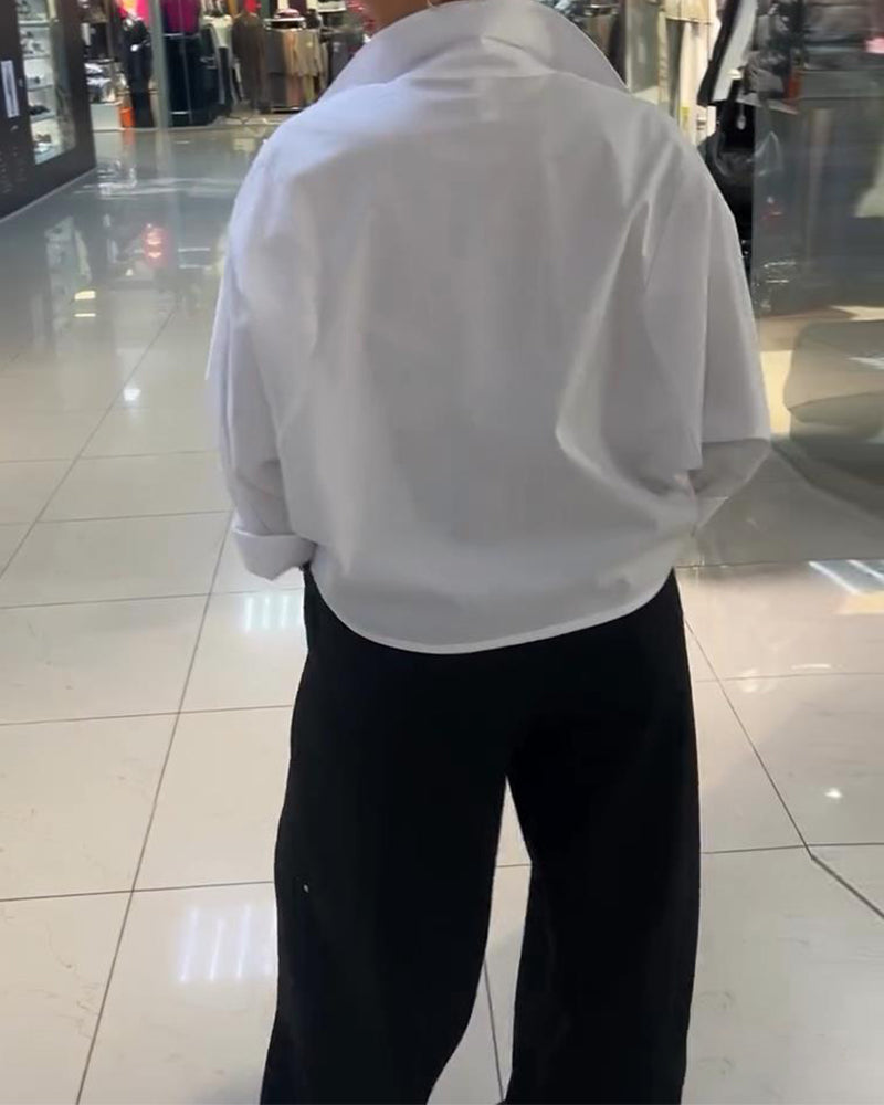 Stylish Solid Color Pocket Design Shirt